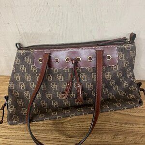 Dooney and Bourke Women’s Gray Monogram Canvas Zip Close Tote Bag Purse